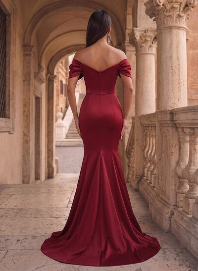 Off-The-Shoulder Trumpet/Mermaid Satin Evening Dresses