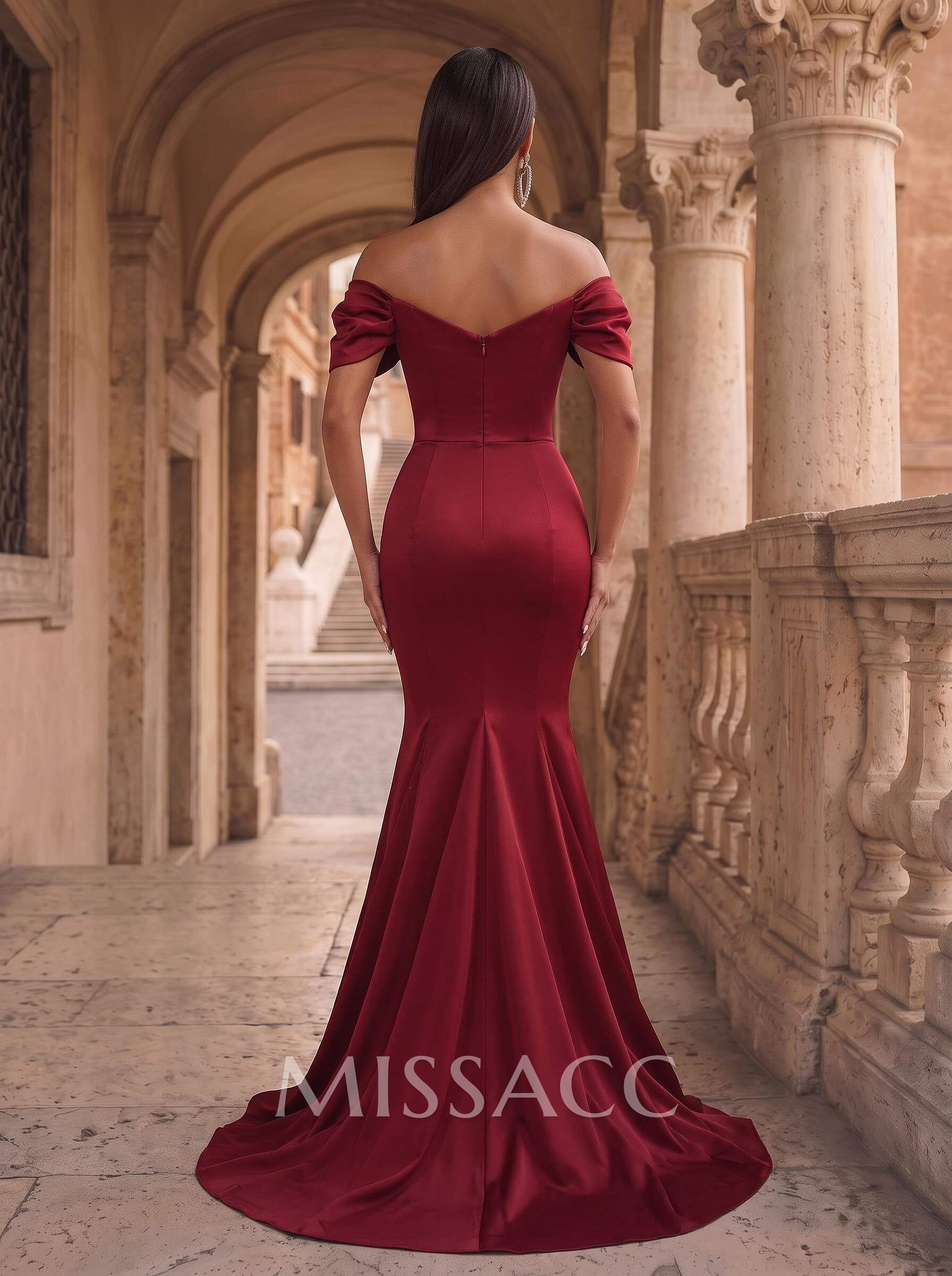 Off-The-Shoulder Trumpet/Mermaid Satin Evening Dresses Off-The-Shoulder Trumpet/Mermaid Satin Evening Dresses