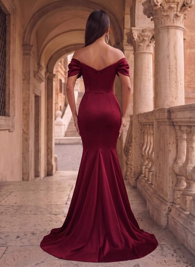 Off-The-Shoulder Trumpet/Mermaid Satin Evening Dresses