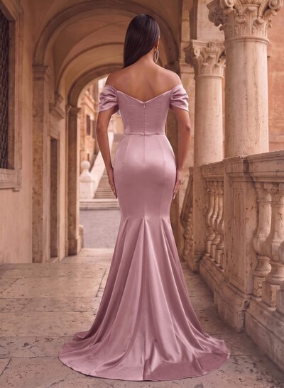 Off-The-Shoulder Trumpet/Mermaid Satin Evening Dresses
