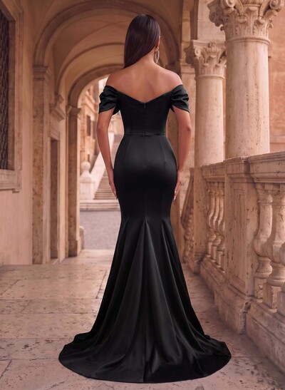 Off-The-Shoulder Trumpet/Mermaid Satin Evening Dresses