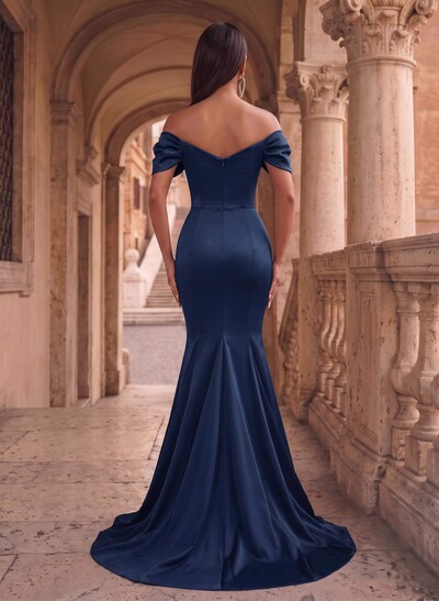 Off-The-Shoulder Trumpet/Mermaid Satin Evening Dresses