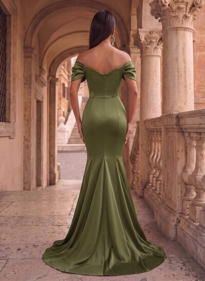 Off-The-Shoulder Trumpet/Mermaid Satin Evening Dresses