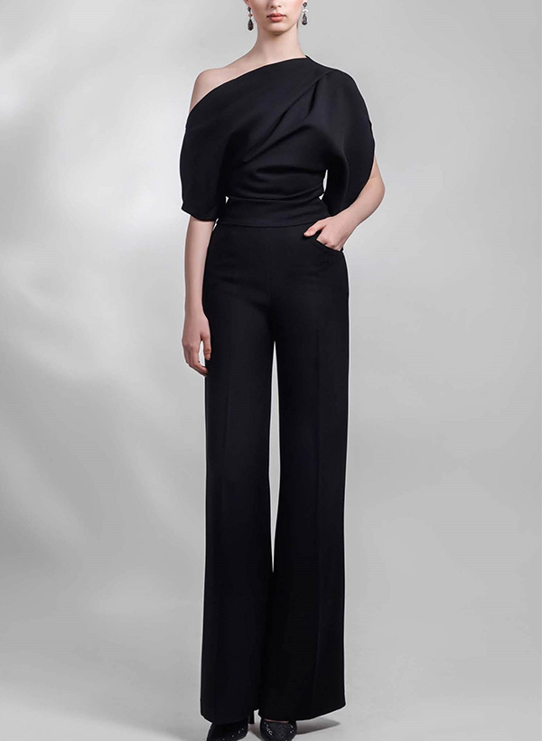 Jumpsuit/Pantsuit One-Shoulder Sleeveless Floor-Length Evening Dresses