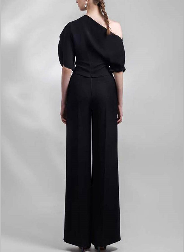 Jumpsuit/Pantsuit Asymmetrical Neck Sleeveless Floor-Length Evening ...