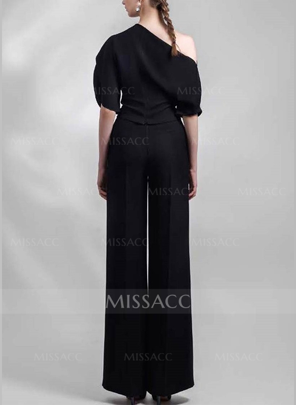 Jumpsuit/Pantsuit Asymmetrical Neck Sleeveless Floor-Length Evening Dresses