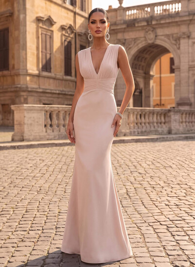 Plunge Trumpet/Mermaid Pleated Evening Dresses