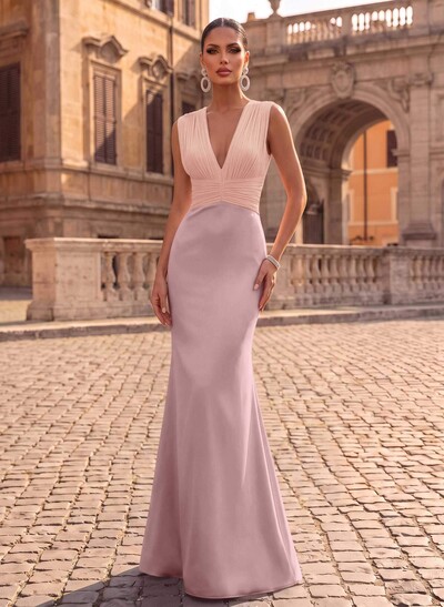 Plunge Trumpet/Mermaid Pleated Evening Dresses