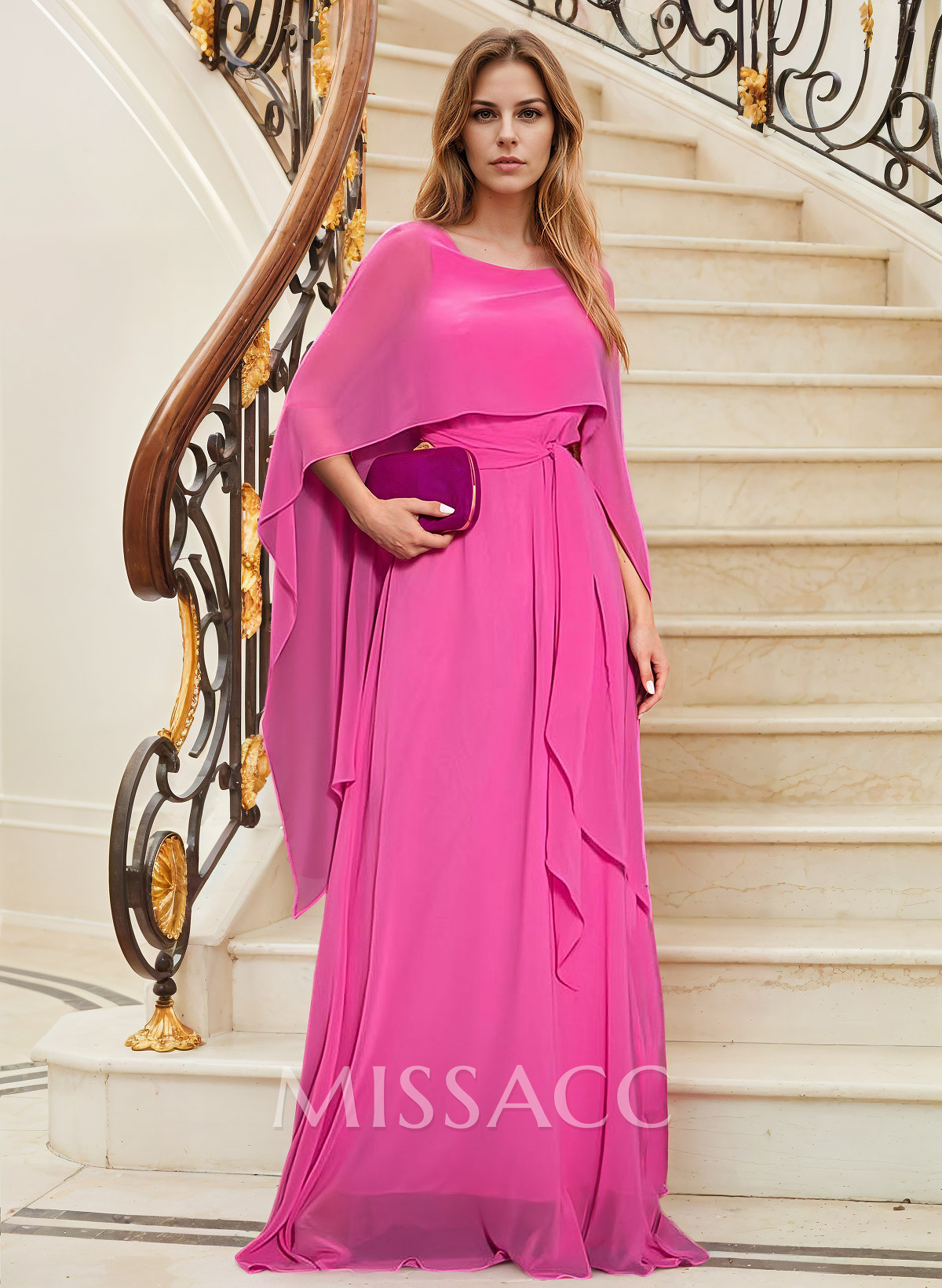 Elegant A-Line Sleeveless Sweep Train Chiffon Evening Dresses
