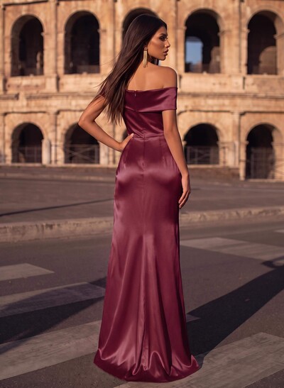 Off-The-Shoulder Simple High Slit Evening Dresses