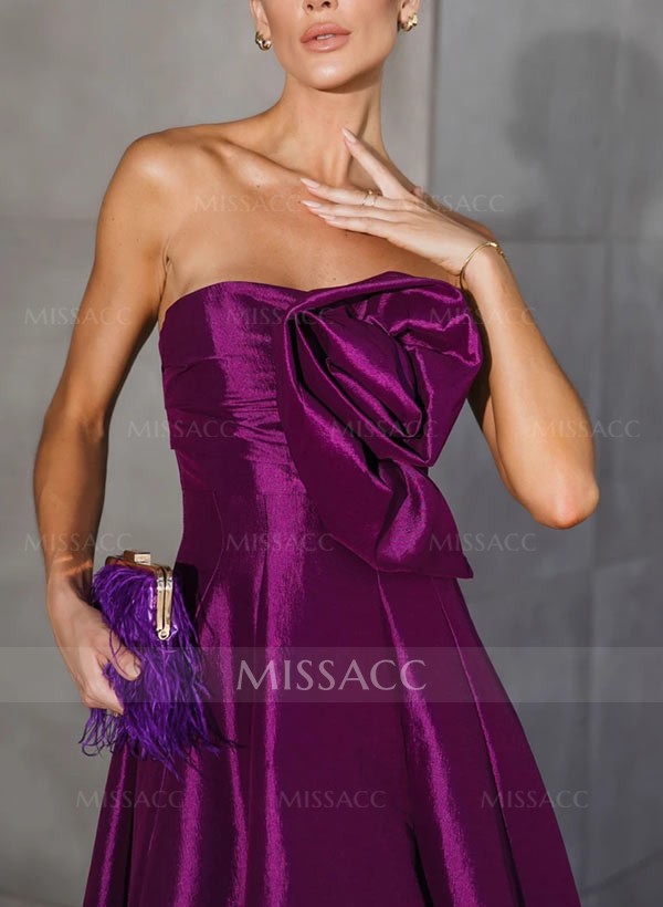 Elegant A-Line Strapless Sleeveless Floor-Length Evening Dresses