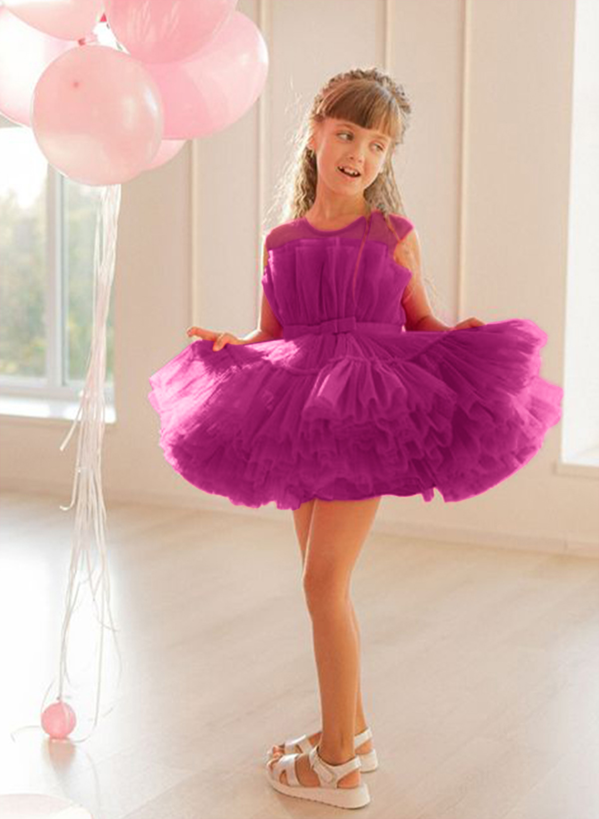 Ball-Gown Scoop Neck Short/Mini Tulle Flower Girl Dresses With Bow(s)