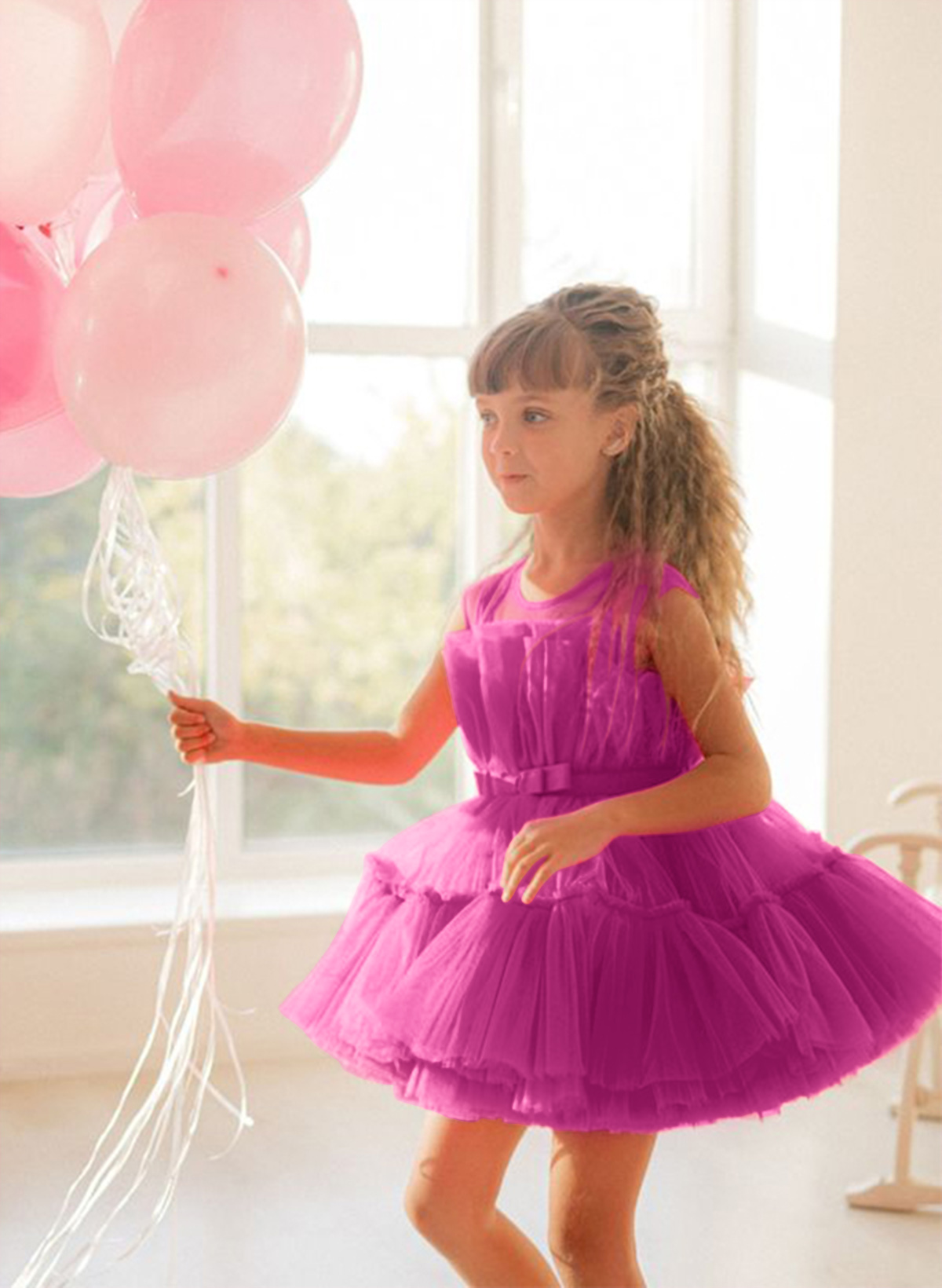 Ball-Gown Scoop Neck Short/Mini Tulle Flower Girl Dresses With Bow(s)