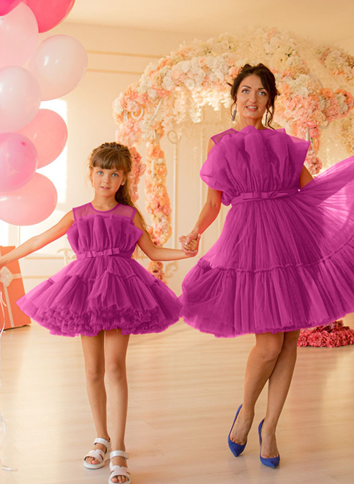 Ball-Gown Scoop Neck Short/Mini Tulle Flower Girl Dresses With Bow(s)