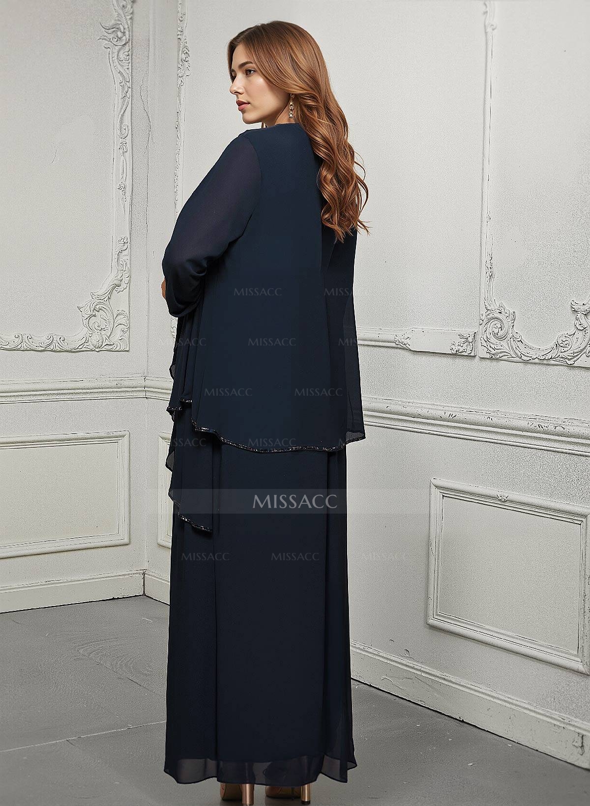 Wrap Sheath/Column Chiffon Mother Of The Bride Dresses