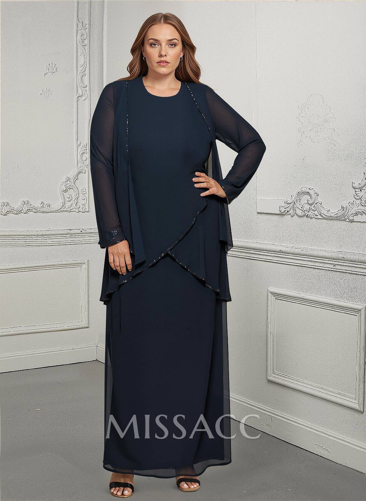Wrap Sheath/Column Chiffon Mother Of The Bride Dresses