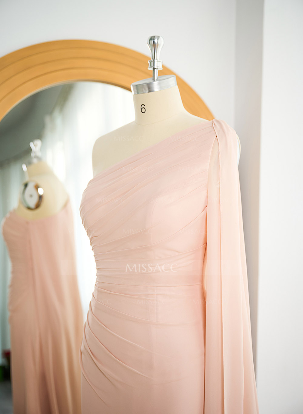 One-Shoulder Chiffon Cape Mother Of The Bride Dresses With Sheath/Column