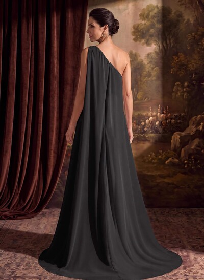 One-Shoulder Chiffon Cape Mother Of The Bride Dresses With Sheath/Column