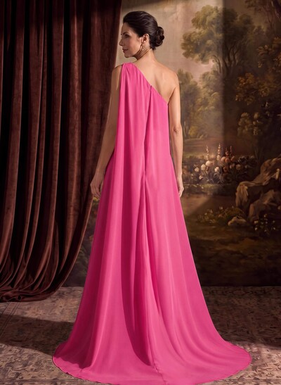 One-Shoulder Chiffon Cape Mother Of The Bride Dresses With Sheath/Column
