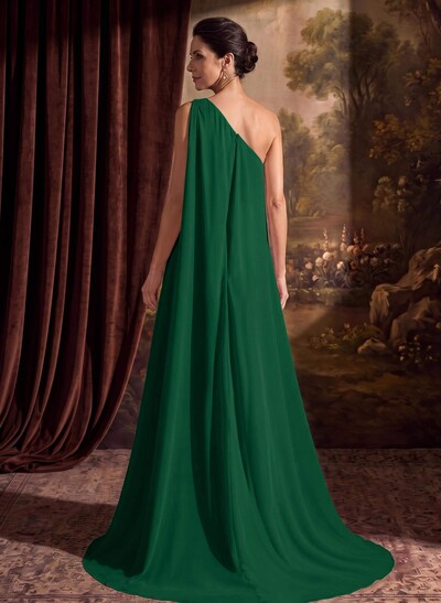 One-Shoulder Chiffon Cape Mother Of The Bride Dresses With Sheath/Column