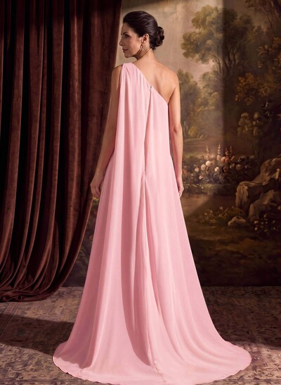 One-Shoulder Chiffon Cape Mother Of The Bride Dresses With Sheath/Column