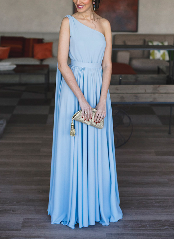 A-Line One-Shoulder Sleeveless Floor-Length Mother Of The Bride Dresses