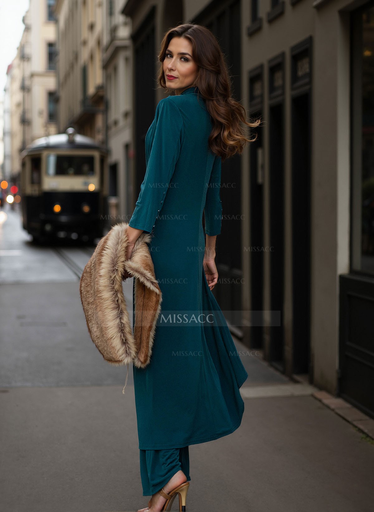 Jumpsuit/Pantsuit V-Neck Long Sleeves Mother Of The Bride Dresses