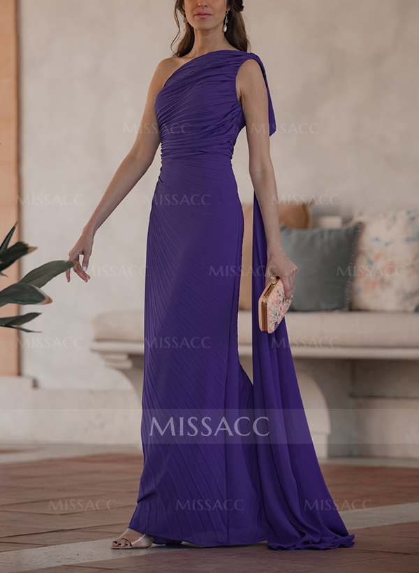 Sheath/Column One-Shoulder Sleeveless Chiffon Mother Of The Bride Dresses