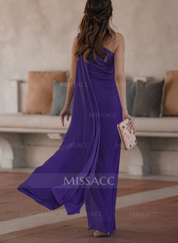 Sheath/Column One-Shoulder Sleeveless Chiffon Mother Of The Bride Dresses