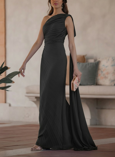 Sheath/Column One-Shoulder Sleeveless Chiffon Mother Of The Bride Dresses