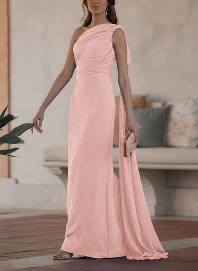 Sheath/Column One-Shoulder Sleeveless Chiffon Mother Of The Bride Dresses
