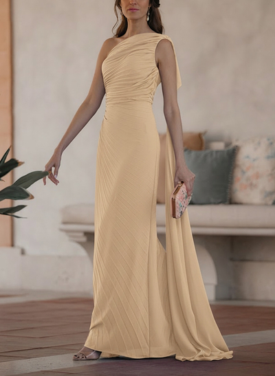 Sheath/Column One-Shoulder Sleeveless Chiffon Mother Of The Bride Dresses