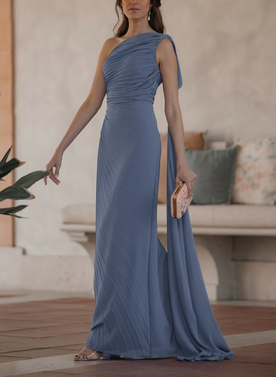 Sheath/Column One-Shoulder Sleeveless Chiffon Mother Of The Bride Dresses