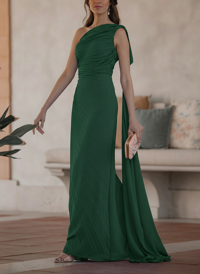 Sheath/Column One-Shoulder Sleeveless Chiffon Mother Of The Bride Dresses