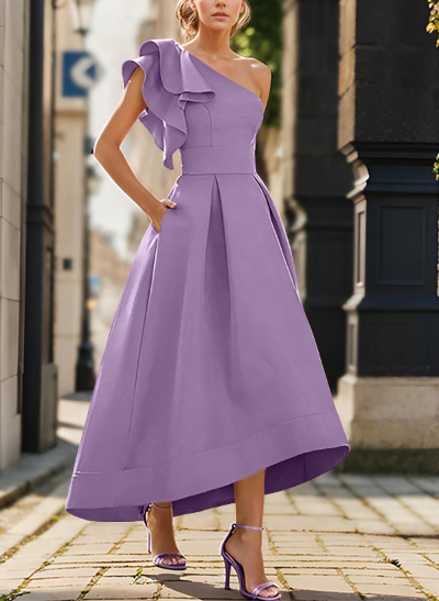 A-Line One-Shoulder Sleeveless Asymmetrical Cocktail Dresses