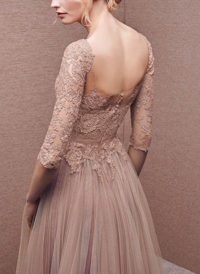 Lace Sleeves A-Line Tulle Mother Of The Bride Dresses