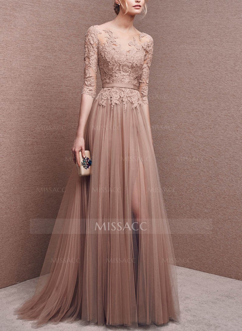 Lace Sleeves A-Line Tulle Mother Of The Bride Dresses