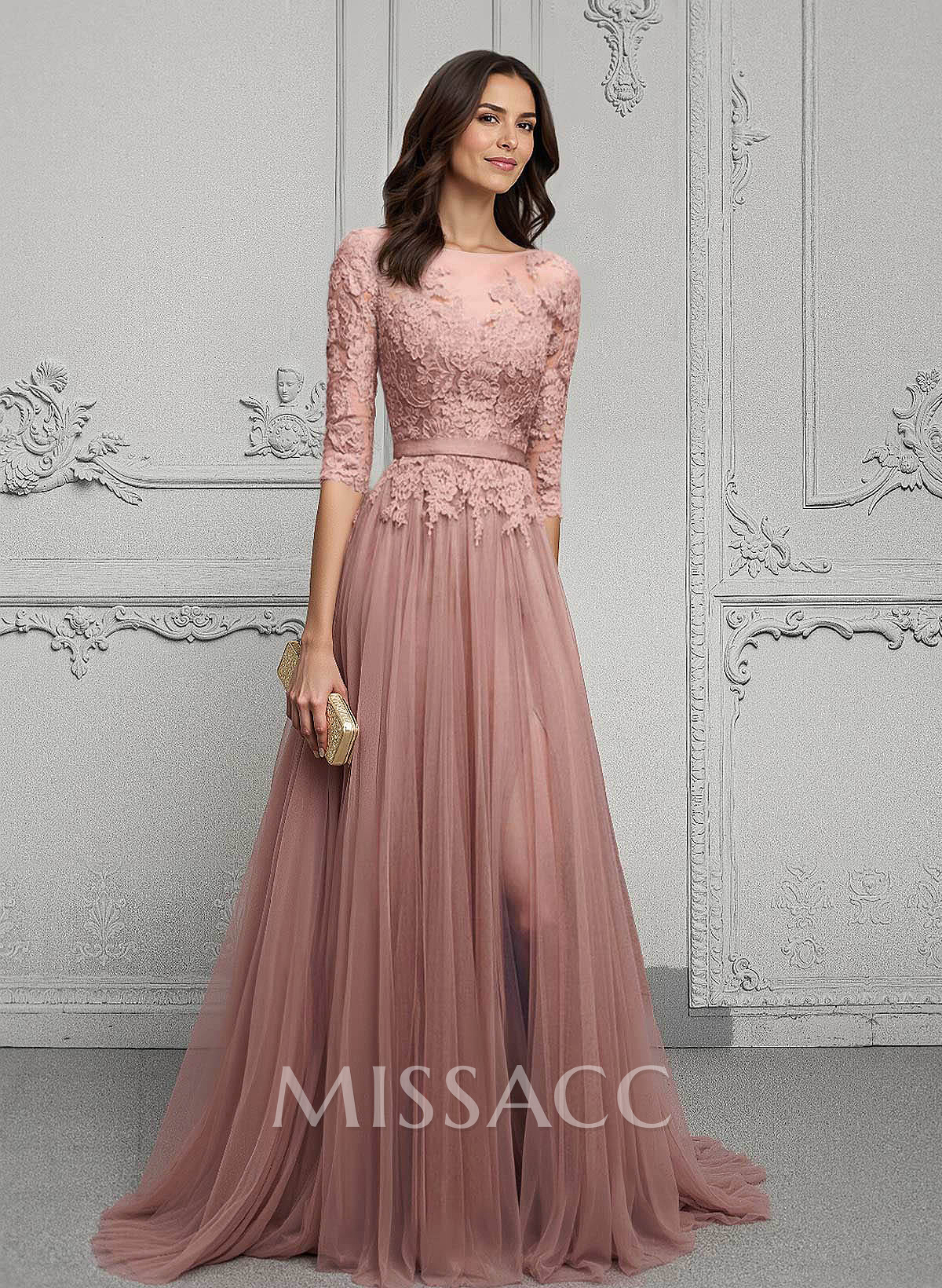 Lace Sleeves A-Line Tulle Mother Of The Bride Dresses