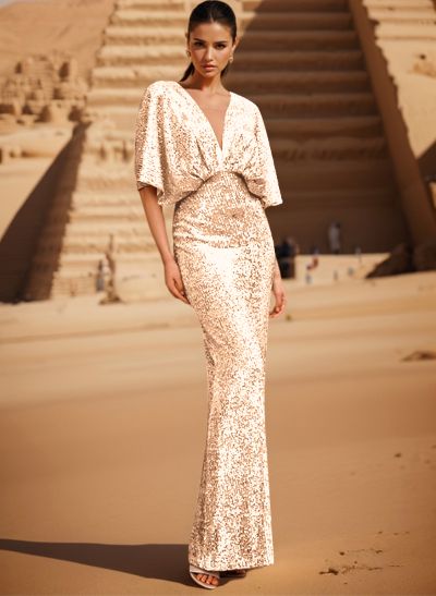 Sequined Wrap Sheath/Column Mother Of The Bride Dresses