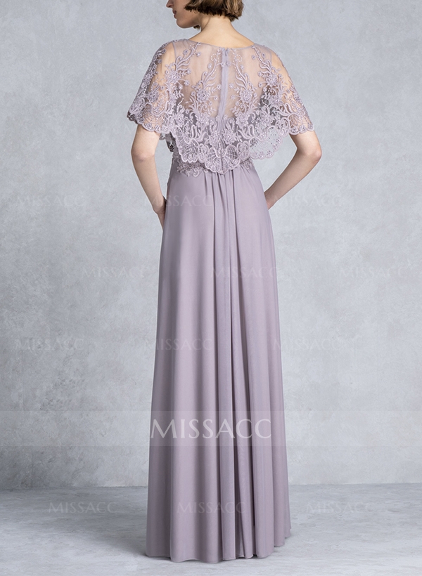 A-Line Scoop Neck Short Sleeves Chiffon/Lace Mother Of The Bride Dresses