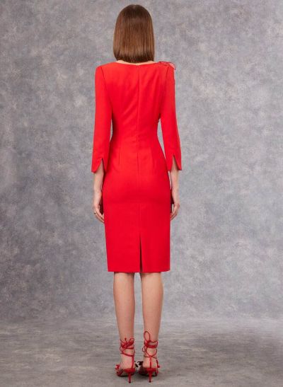 Elegant Knee-Length Sleeves Sheath/Column Cocktail Dresses