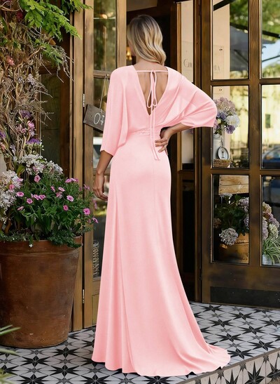 V-Neck Wrap Beading Mother Of The Bride Dresses With Sheath/Column