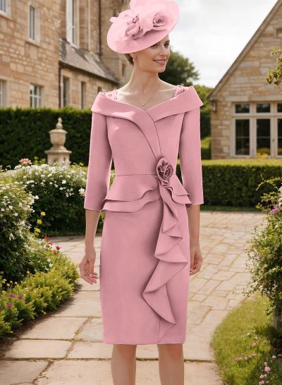 Elegant Sheath/Column Sleeves Flower Mother Of The Bride Dresses