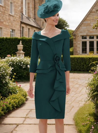 Elegant Sheath/Column Sleeves Flower Mother Of The Bride Dresses