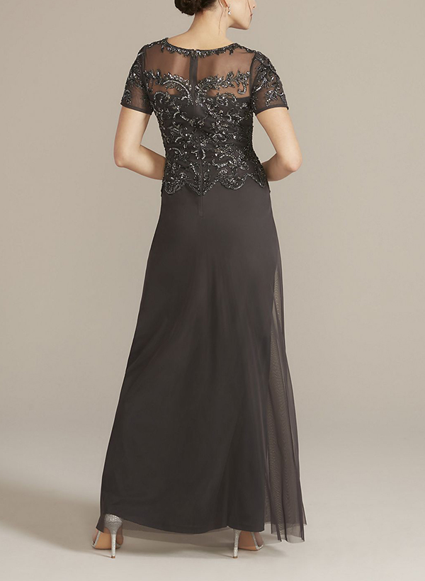Sheath/Column Scoop Neck Short Sleeves Lace/Tulle Mother Of The Bride Dresses