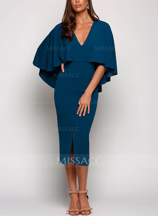 Sheath/Column V-Neck 1/2 Sleeves Jersey Mother Of The Bride Dresses