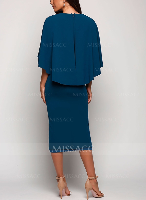 Sheath/Column V-Neck 1/2 Sleeves Jersey Mother Of The Bride Dresses