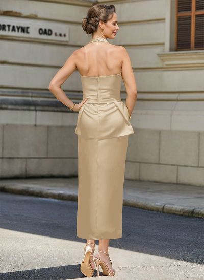 Simple Satin Plunge Wrap Mother Of The Bride Dresses