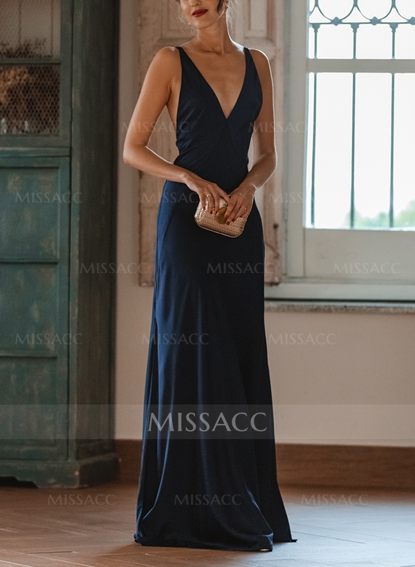 A-Line V-Neck Silk Like Satin Mother Of The Bride Dresses With Split Front