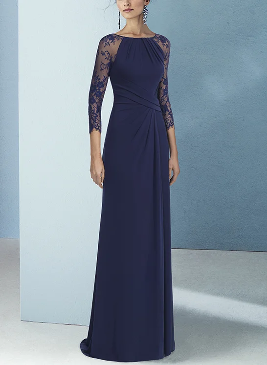 Elegant Lace Sleeves Column Mother Of The Bride Dresses Missacc UK Elegant Lace Sleeves Column Mother Of The Bride Dresses Missacc UK